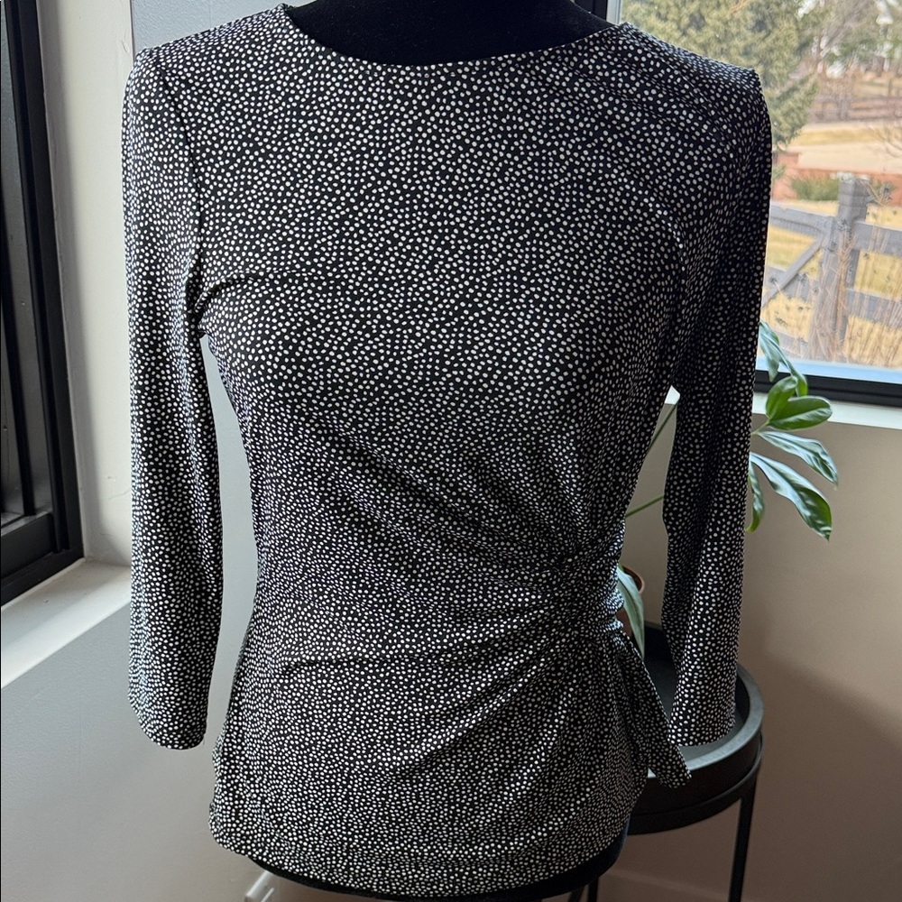 Banana Republic Black and White Dotted Blouse